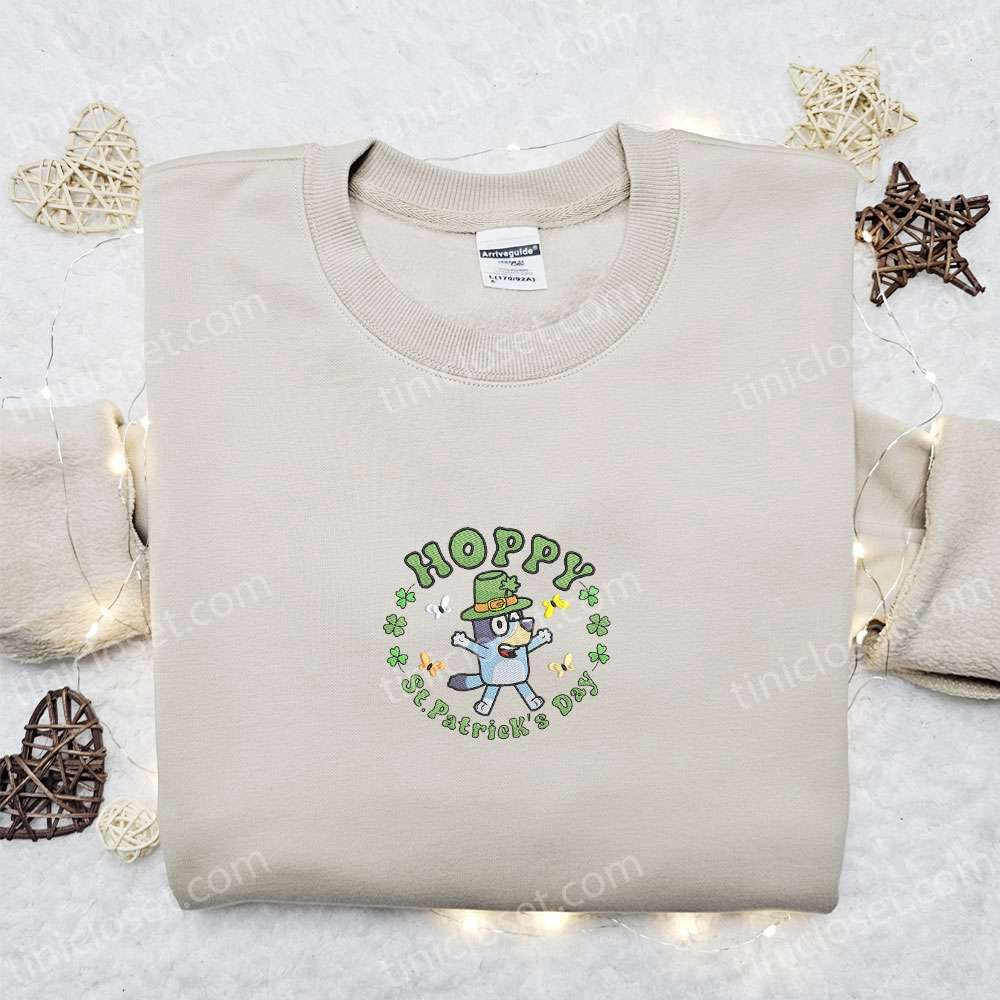 Bluey Hoppy St Patrick s Day Embroidered Shirt & Hoodie: Best Holiday Gift Idea Bluey Hoppy St Patrick s Day Embroidered Shirt & Hoodie: Best Holiday Gift Idea