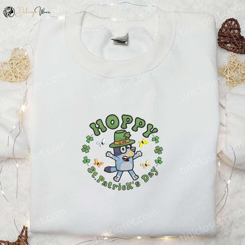 Bluey Hoppy St Patrick s Day Embroidered Shirt & Hoodie: Best Holiday Gift Idea