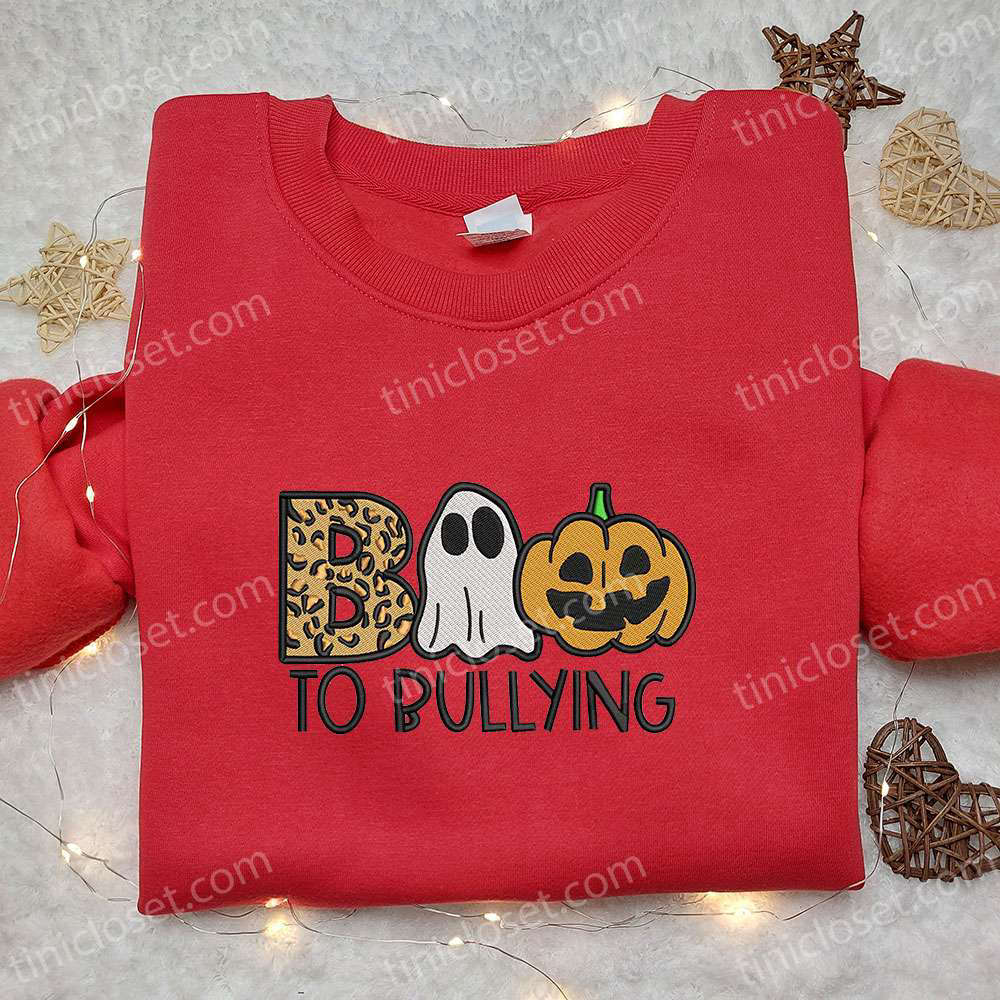 Boo To Bullying Pumpkin Embroidered Shirt: Best Halloween Gift Ideas Boo To Bullying Pumpkin Embroidered Shirt: Best Halloween Gift Ideas