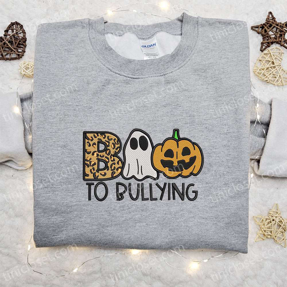 Boo To Bullying Pumpkin Embroidered Shirt: Best Halloween Gift Ideas Boo To Bullying Pumpkin Embroidered Shirt: Best Halloween Gift Ideas