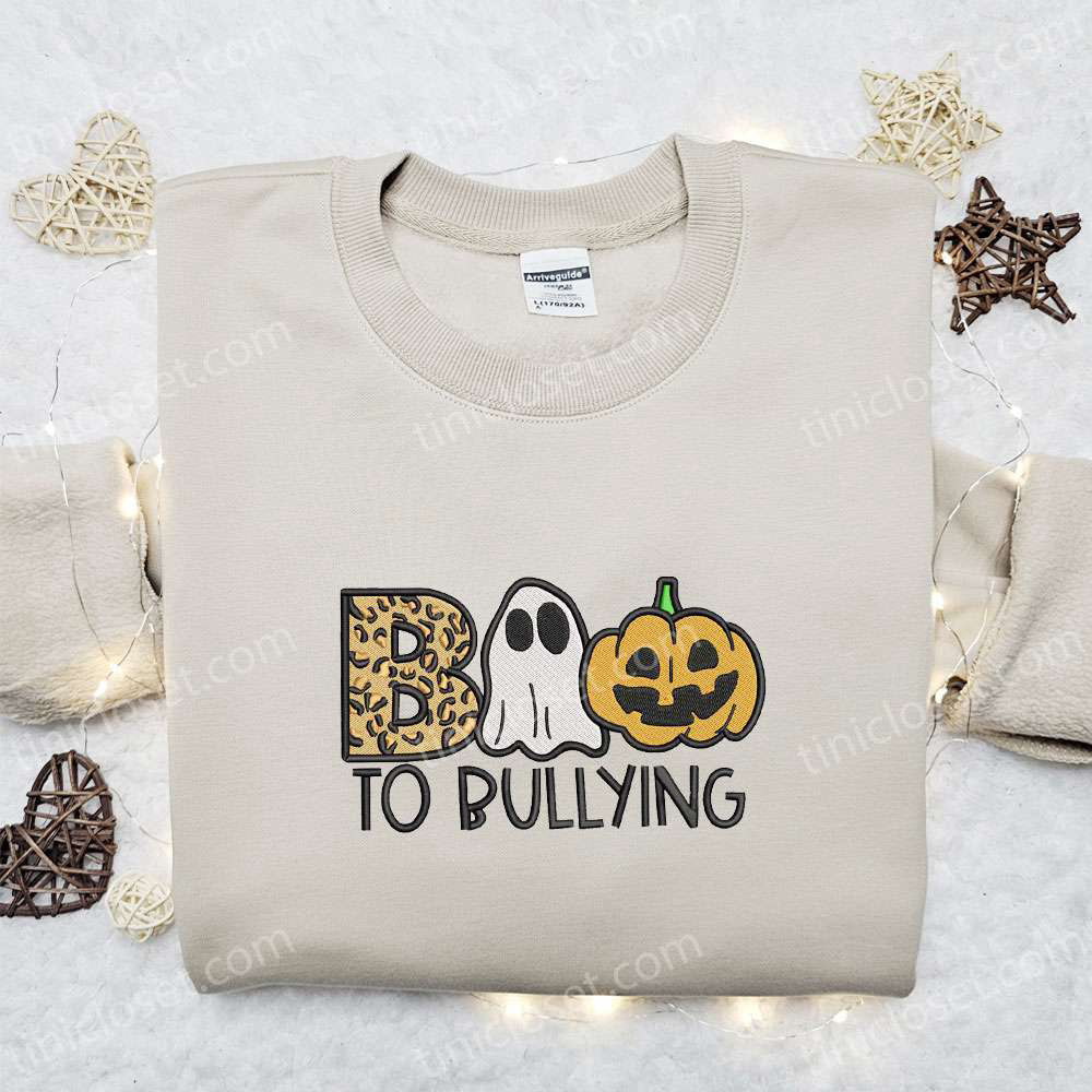 Boo To Bullying Pumpkin Embroidered Shirt: Best Halloween Gift Ideas Boo To Bullying Pumpkin Embroidered Shirt: Best Halloween Gift Ideas