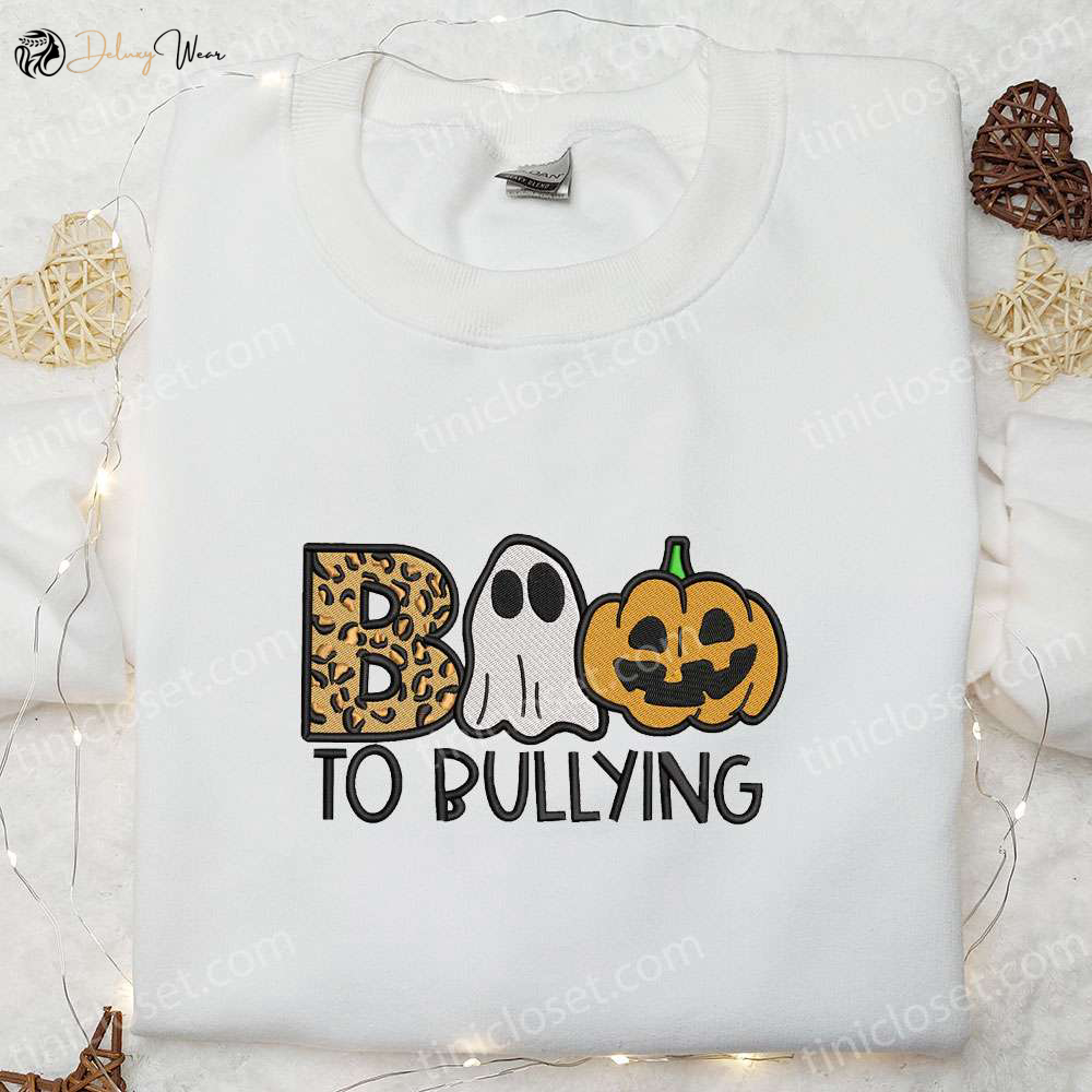 Boo To Bullying Pumpkin Embroidered Shirt: Best Halloween Gift Ideas