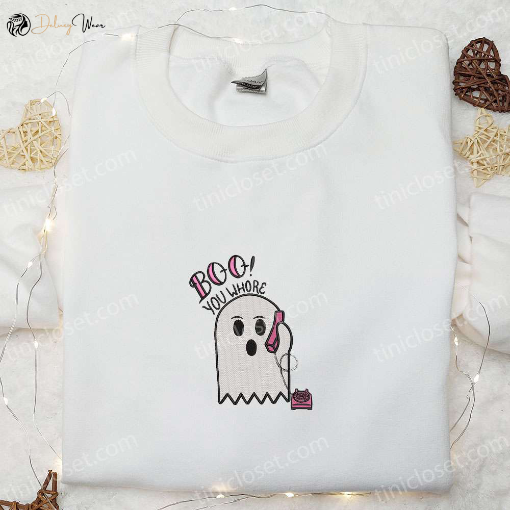 Spooky Boo You Whore Embroidered Shirt: Top Halloween Gift Ideas