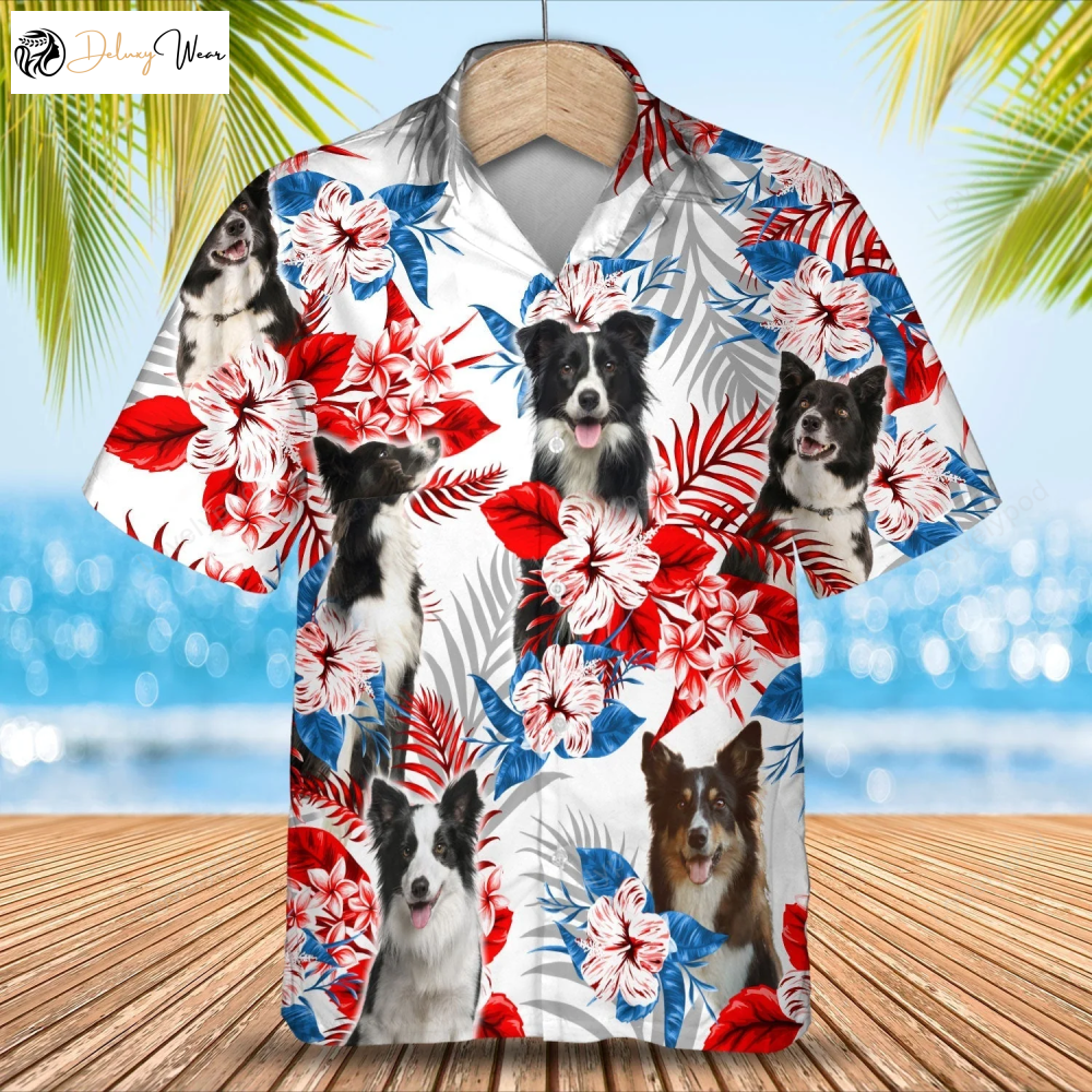 Border Collie Hawaiian Shirt Gift for Men Women Fans - Summer Aloha Shirt Gift for Men Women Fans for Men & Women Trendy Dog Print