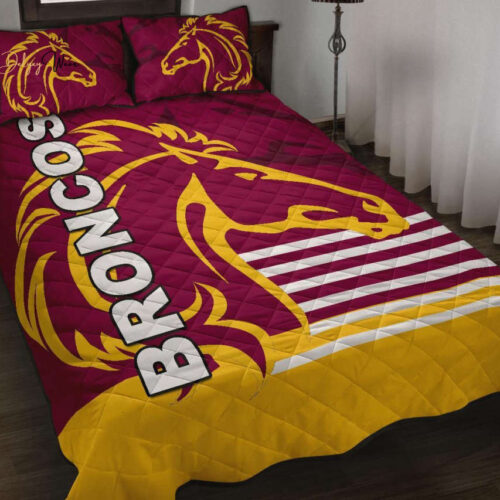 Brisbane Broncos Quilt Bedding Set Decor Gift For Men Women Decor Gift For Men Women G95