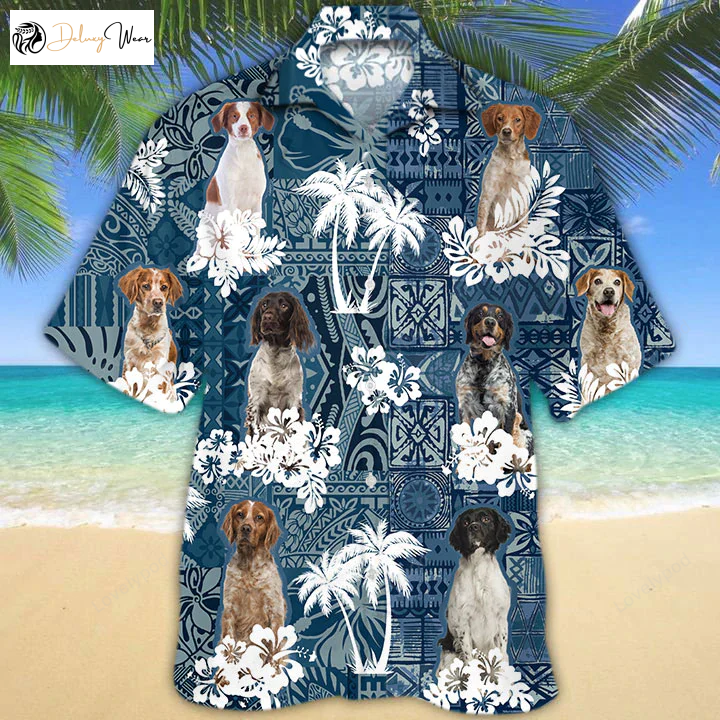 Brittany Hawaiian Shirt Gift for Men Women Fans - Men s Button Down Short Sleeves for Dog Lovers
