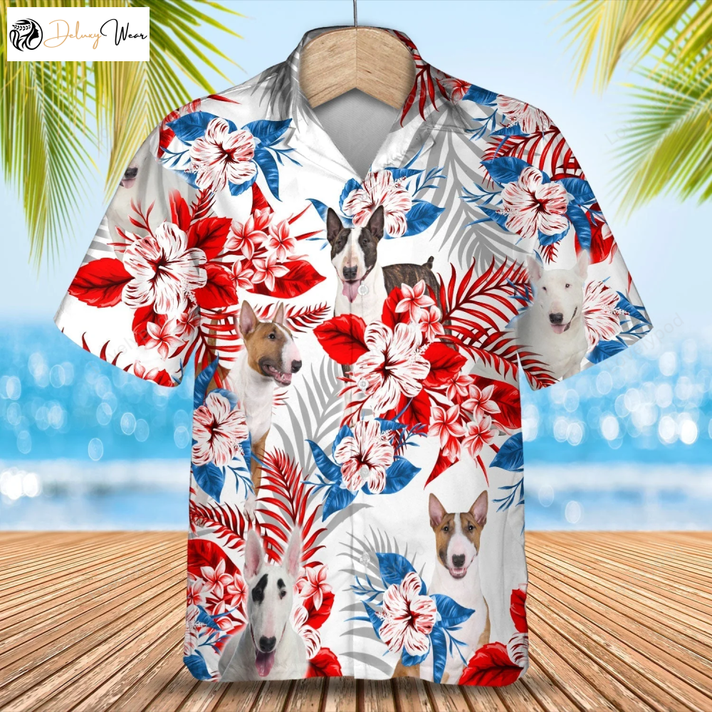Bull Terrier Hawaiian Shirt Gift for Men Women Fans - Summer Aloha Shirt Gift for Men Women Fans for Men & Women: Trendy & Vibrant Prints