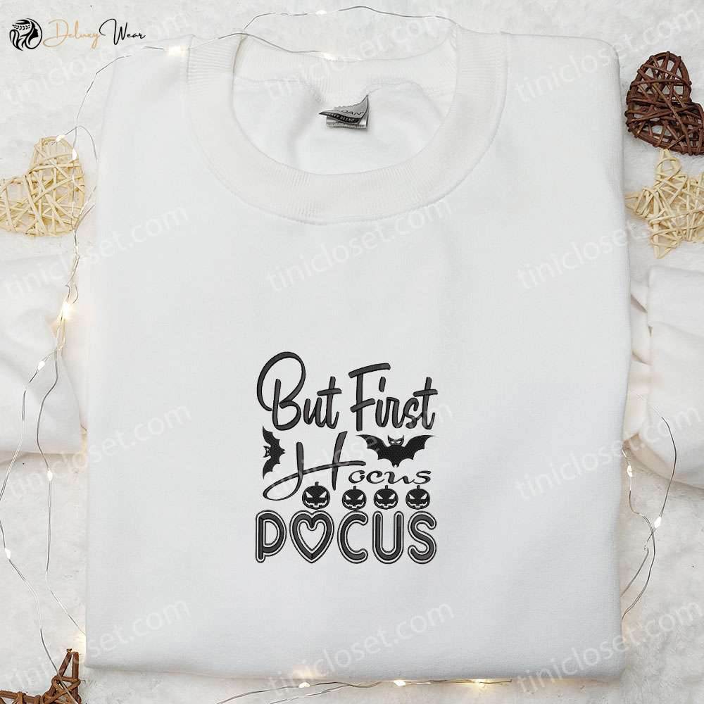 Hocus Pocus Pumpkin Halloween Sweatshirt & T-shirts: Spooky Embroidered Designs for Festive Halloween Shirts