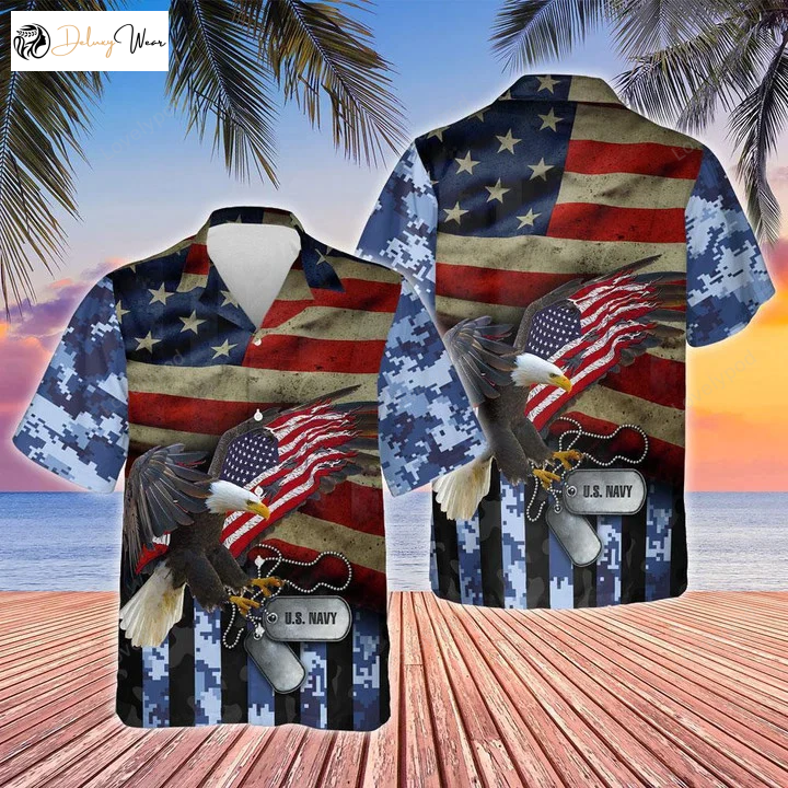 Camo Style US Navy Hawaiian Shirt Gift for Men Women Fans: Stylish Design for Patriotic Fashion Lovers