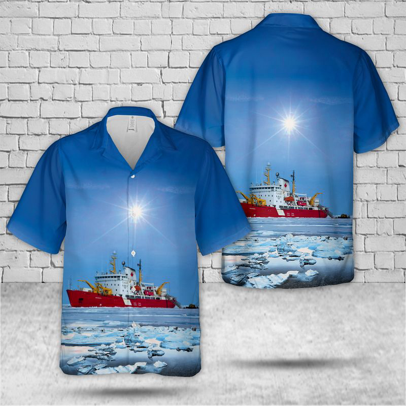 Canadian Coast Guard CCGS Amundsen Pierre Radisson-class Icebreaker Hawaiian Shirt Gift for Men Dad Father Gift for Men Dad Father