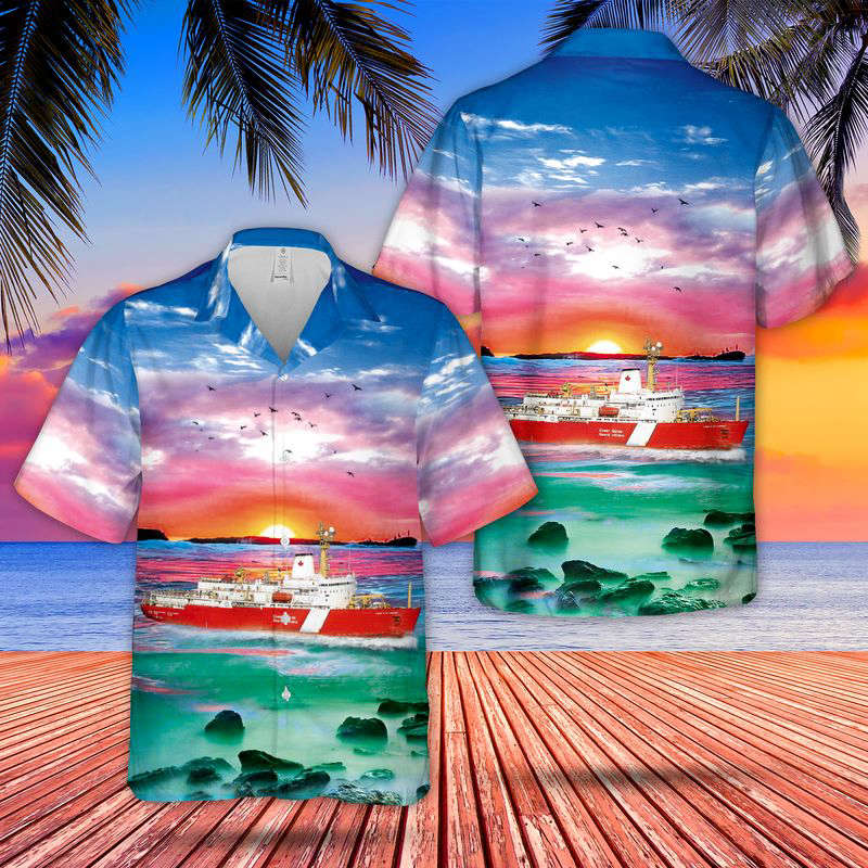 Canadian Coast Guard CCGS Louis S. St-Laurent Heavy Arctic Icebreaker Hawaiian Shirt Gift for Men Dad Father Gift for Men Dad Father