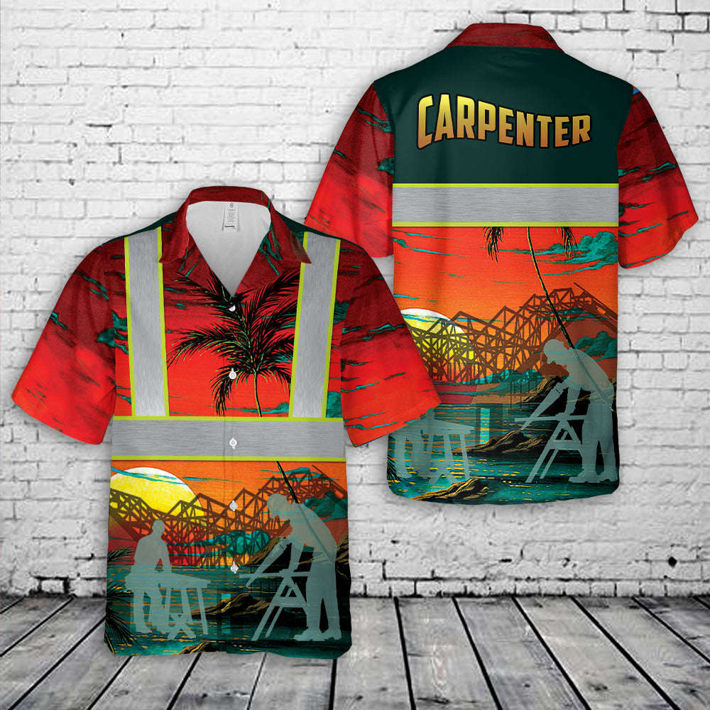 Carpenter Palm Tropical Hawaiian Shirt Gift for Men Dad Father Gift for Men Dad Father