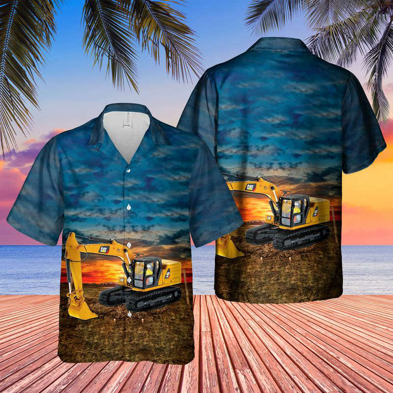 CAT 320 Excavator Hawaiian Shirt Gift for Men Dad Father Gift for Men Dad Father