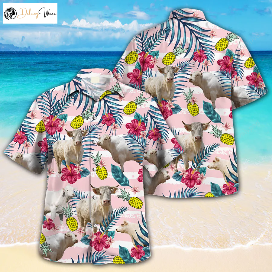 Charolais Hawaiian Shirt for Farm Enthusiasts – Unique Cow Print Shirt for Men & Women