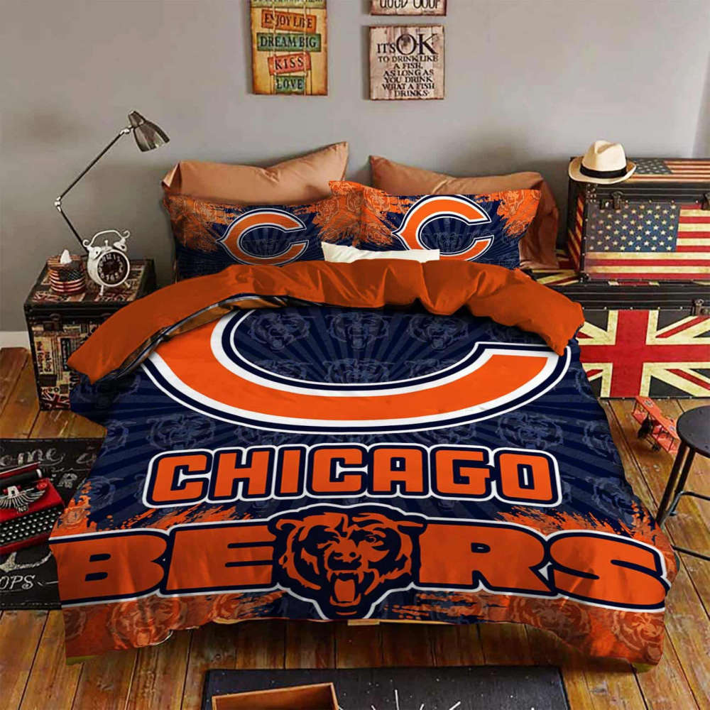 Chicago Bears Bedding Set Decor Gift For Men Women Decor Gift For Men Women G95