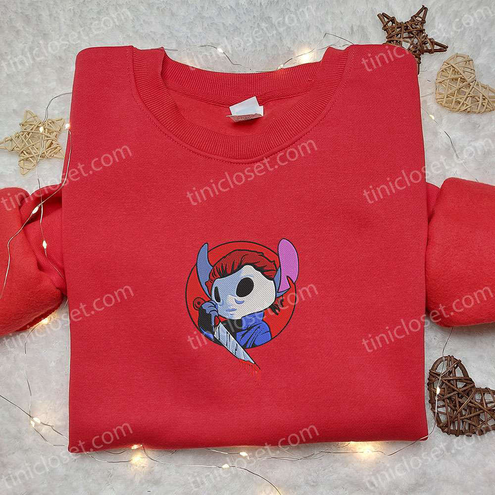Chucky x Stitch Halloween Embroidered Shirt – Scary & Best Gift Idea Chucky x Stitch Halloween Embroidered Shirt – Scary & Best Gift Idea