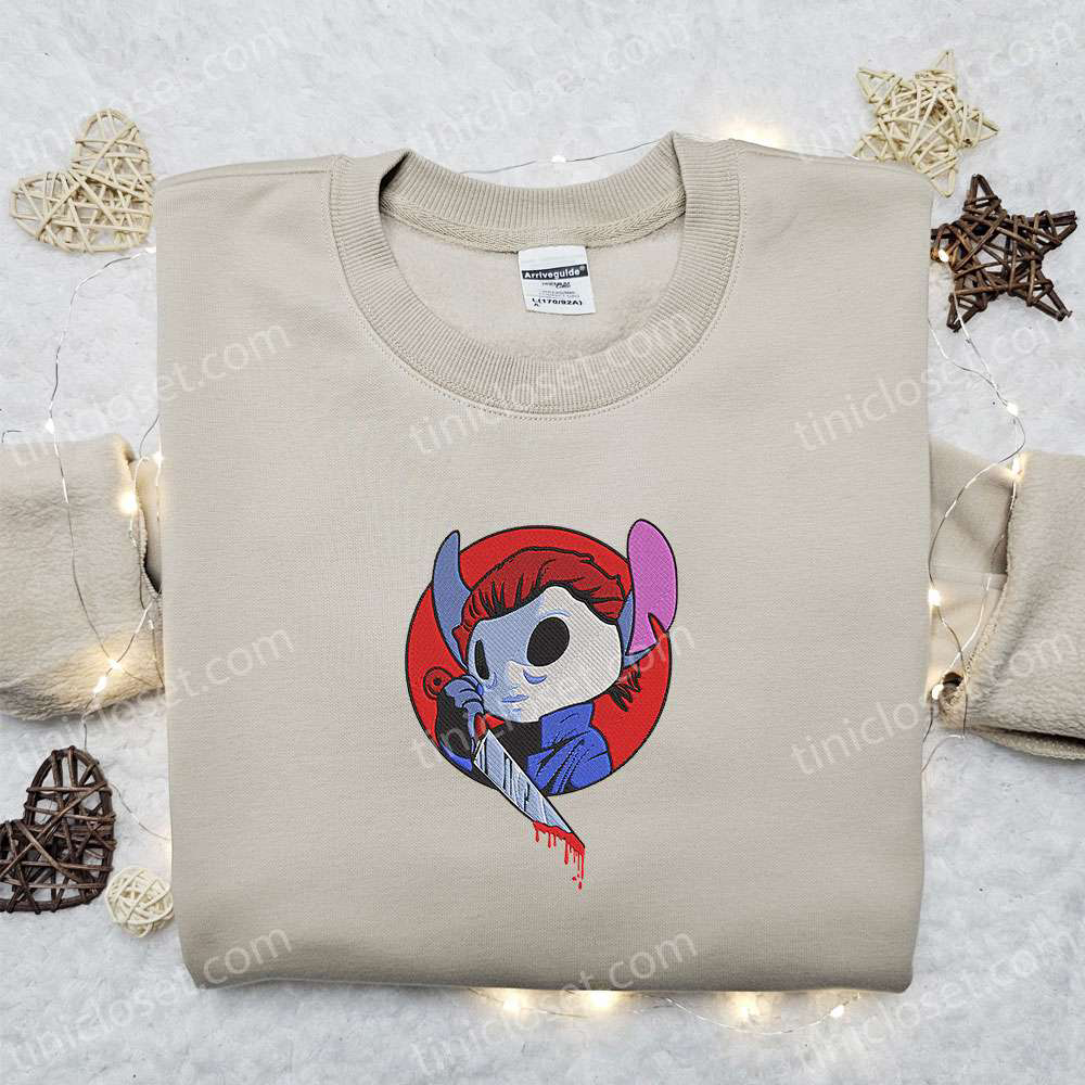 Chucky x Stitch Halloween Embroidered Shirt – Scary & Best Gift Idea Chucky x Stitch Halloween Embroidered Shirt – Scary & Best Gift Idea
