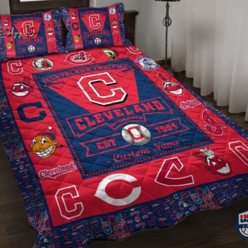 Cleveland Indians Quilt Bedding Set Decor Gift For Men Women Decor Gift For Men Women G95