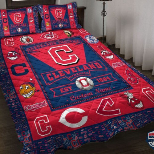 Cleveland Indians Quilt Bedding Set Decor Gift For Men Women Decor Gift For Men Women G95