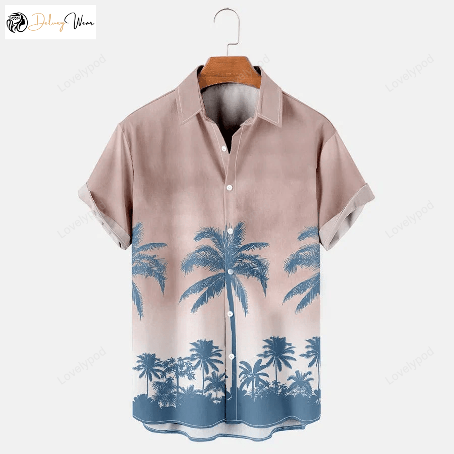 Coconut Tree Printed Hawaiian Shirt Gift for Men Women Fans: Vintage Casual Breathable Short Sleeve for Men & Women