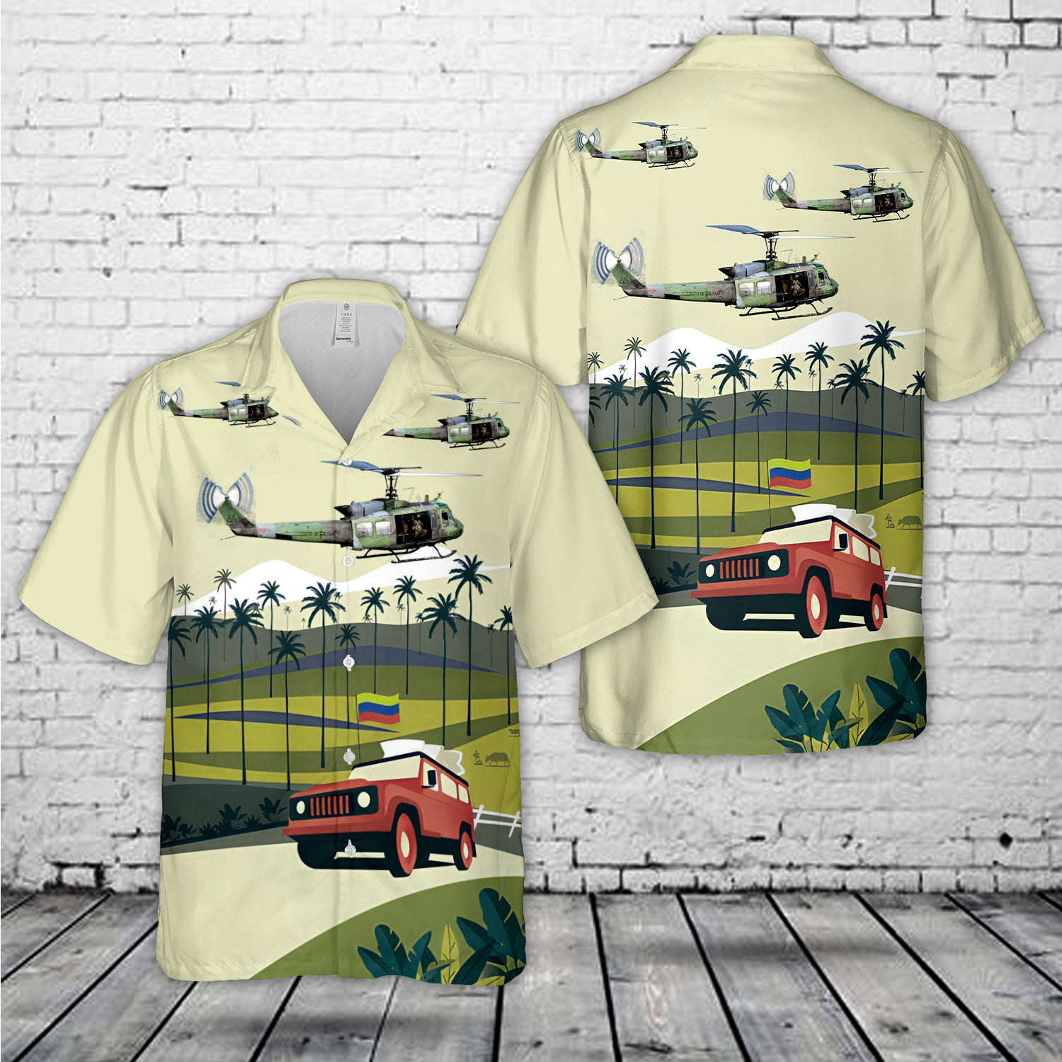 Colombia Army Bell UH-1H-II Iroquois (205) Hawaiian Shirt Gift for Men Dad Father Gift for Men Dad Father