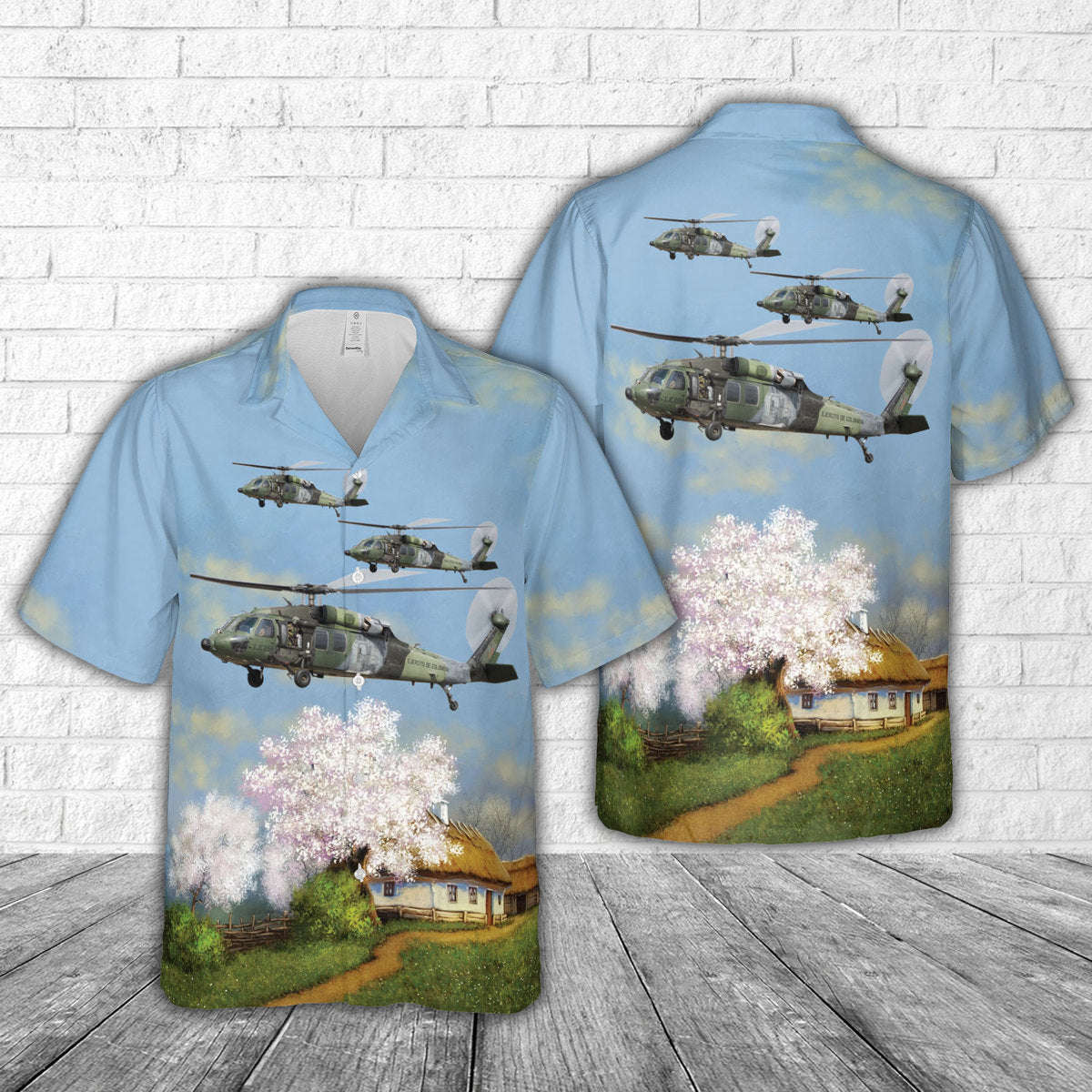 Colombia Army Sikorsky S-70A-41 Black Hawk Hawaiian Shirt Gift for Men Dad Father Gift for Men Dad Father