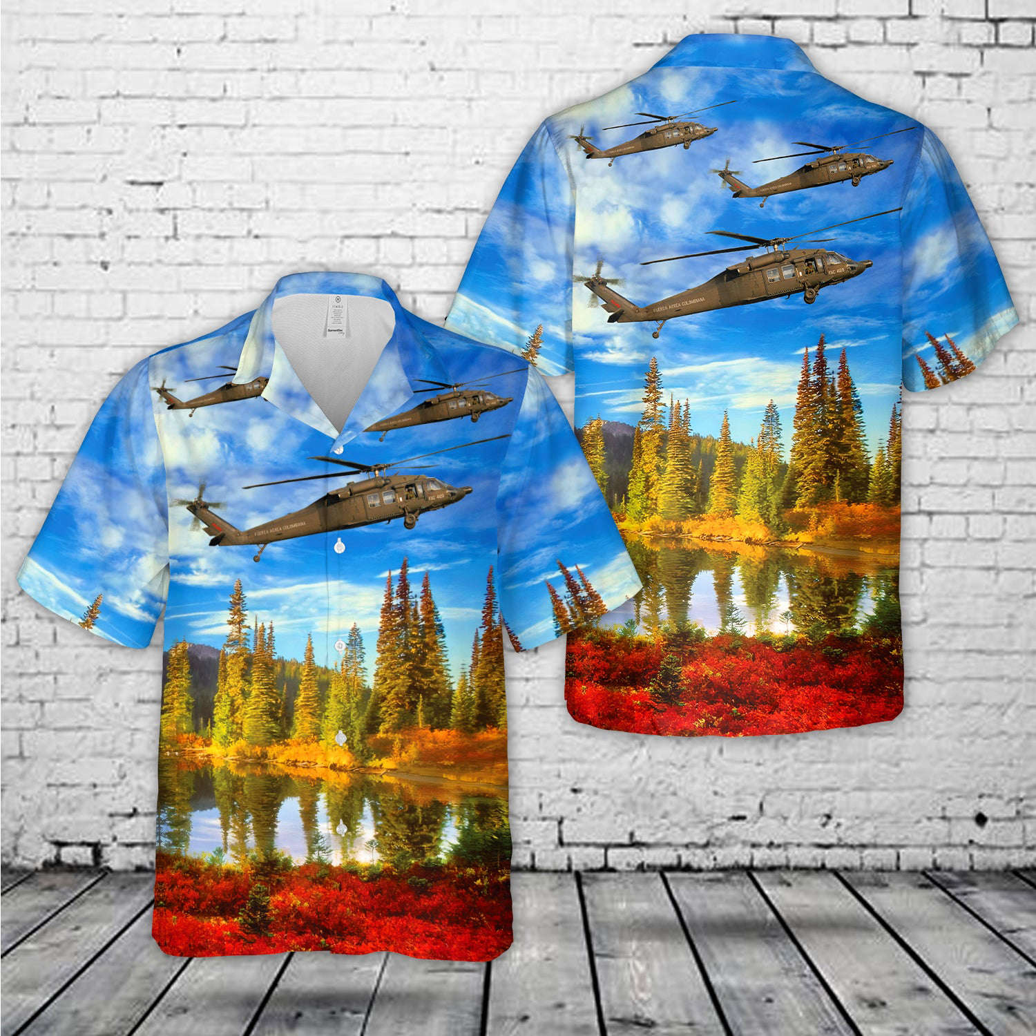 Colombian Air Force Sikorsky UH-60L Blackhawk Hawaiian Shirt Gift for Men Dad Father Gift for Men Dad Father