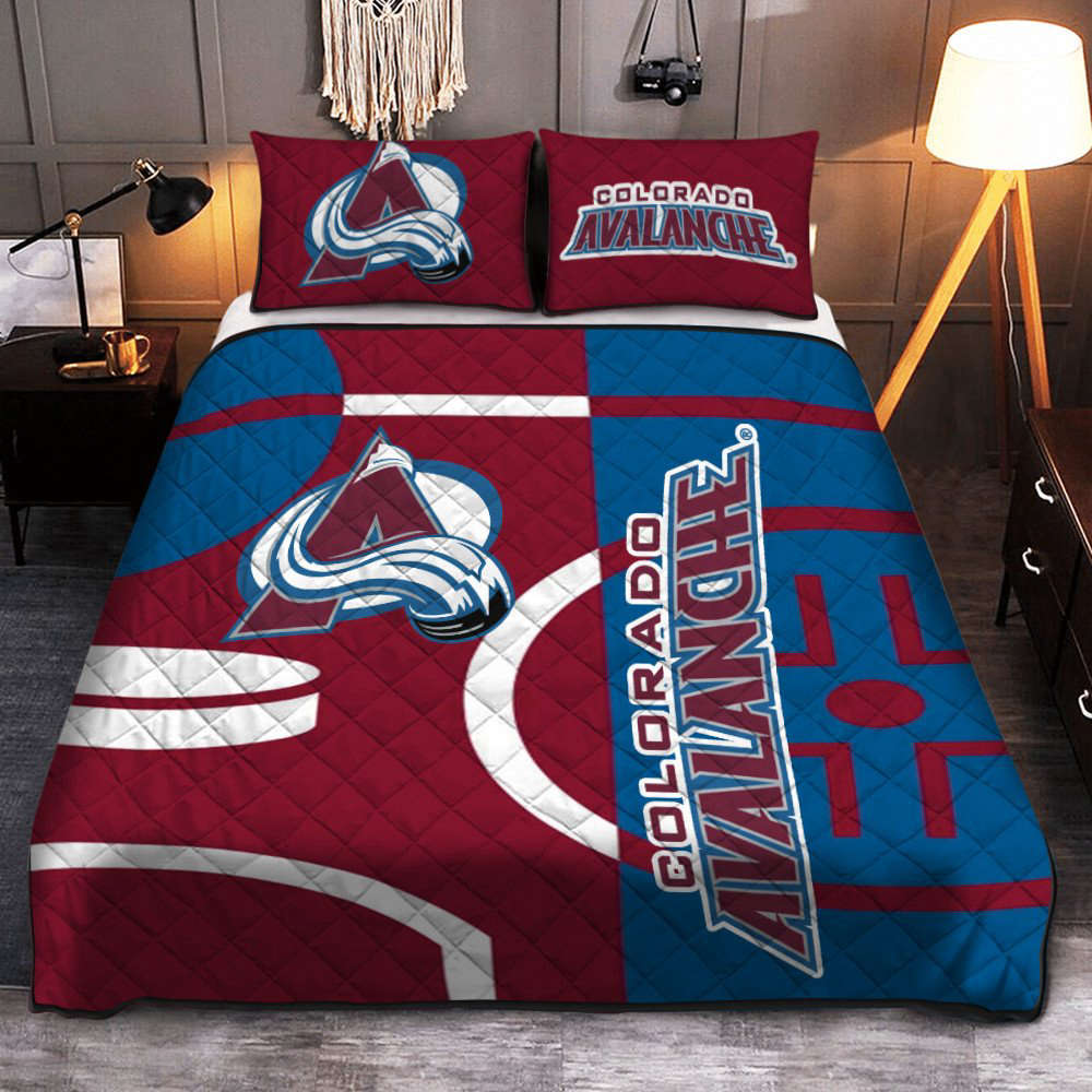 Colorado Avalanche Quilt Bedding Set Decor Gift For Men Women Decor Gift For Men Women G95