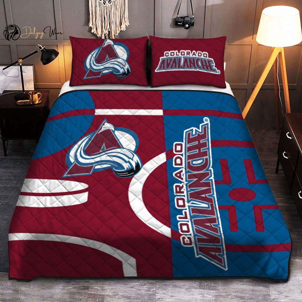 Colorado Avalanche Quilt Bedding Set Decor Gift For Men Women Decor Gift For Men Women G95