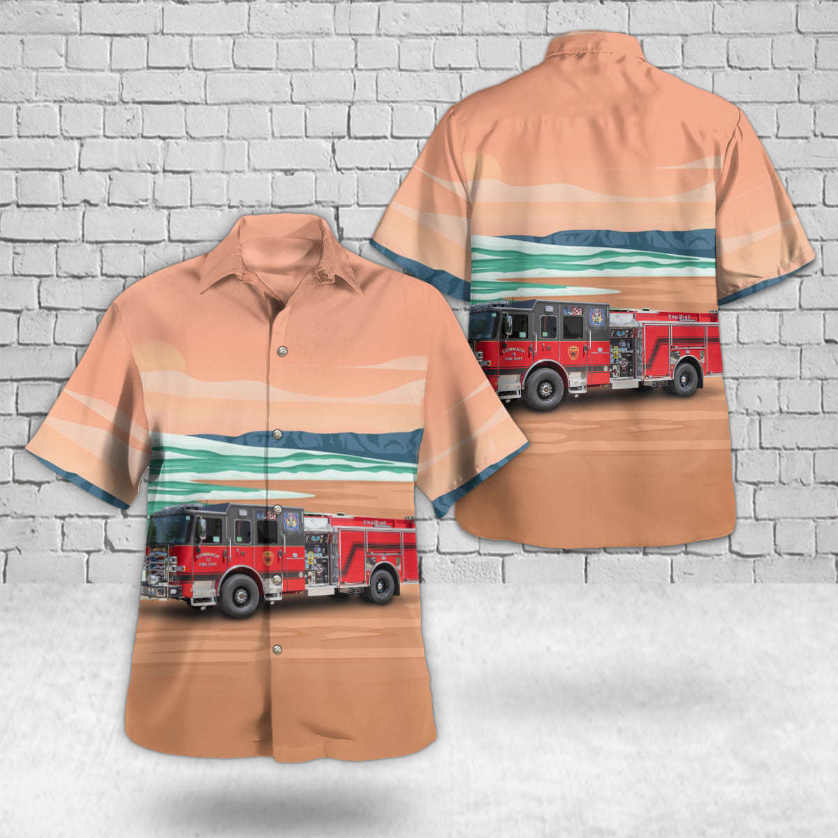 Commack, New York, Commack Fire Department Hawaiian Shirt Gift for Men Dad Father Gift for Men Dad Father