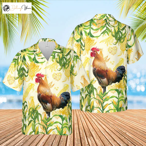 Stylish Corn Farm Chicken Hawaiian Shirt Gift for Men Women Fans All Over 3D Print