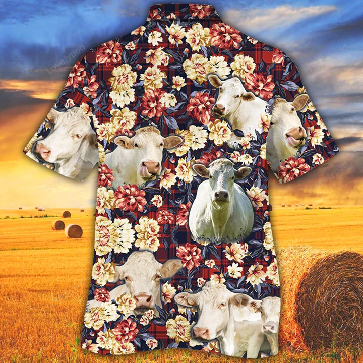 Stylish Cow & Charolais Hawaiian Shirt for a Fun Summer – Animal Print Design