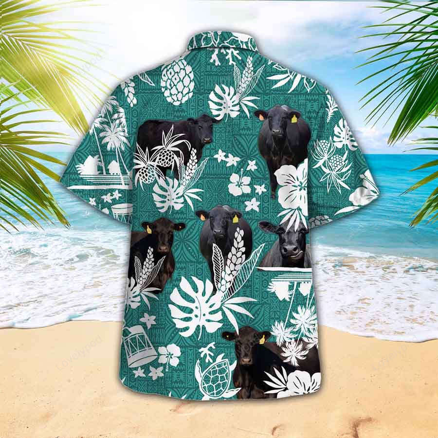 Black Angus Cow Hawaiian Shirt Gift for Men Women Fans: Perfect for Farm Lovers Hawaiian Casual Button Down Summer Party Shirt Gift for Men Women Fans