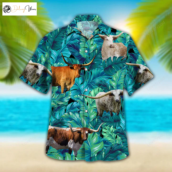 Stylish Cow Hawaiian Shirt Gift for Men Women Fans: Tx-Longhorn Cattle Lovers Summer Aloha Shirt Gift for Men Women Fans for Men & Women