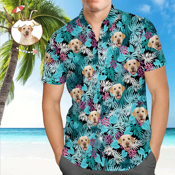 Personalized Men s Hawaiian Shirt Gift for Men Women Fanss with Custom Dog Face – Perfect for Pet Lovers