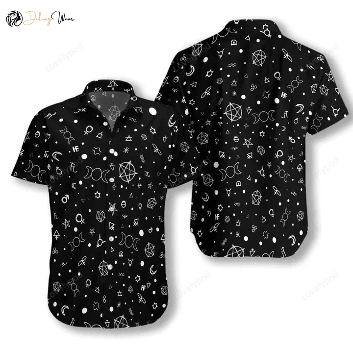 Cute Occult Symbols Wicca Black Theme Shirt Gift for Men Women Fans Hawaiian Style Trendy & Unique