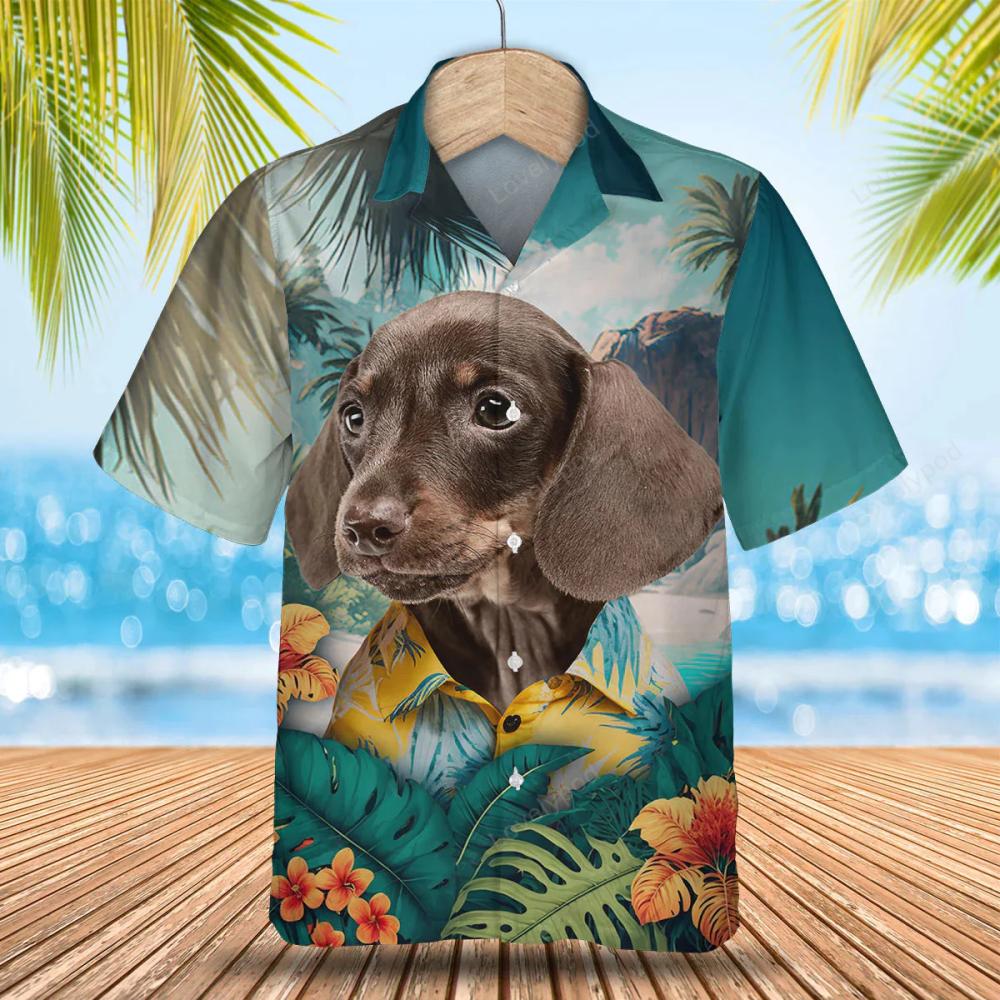 Dachshund 3D Tropical Hawaiian Shirt – Perfect Summer Attire for Dog Lovers Men and Women