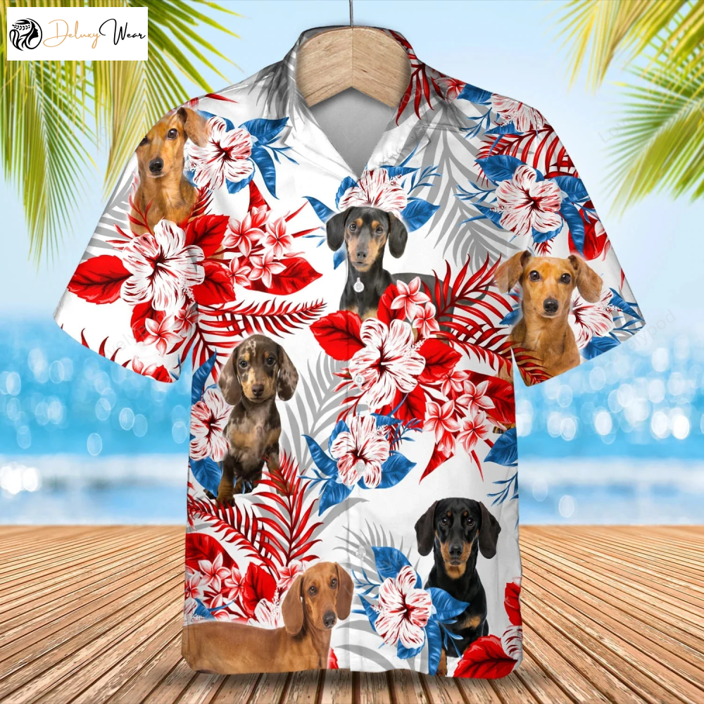 Dachshund Flower Hawaiian Shirt: Men s & Women s Summer Aloha Shirt – American Style