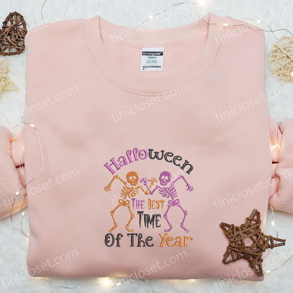Dancing Skeleton Halloween Embroidered Sweatshirt & Hoodie: Best Time of Year! Halloween Movie-Inspired Gifts Dancing Skeleton Halloween Embroidered Sweatshirt & Hoodie: Best Time of Year! Halloween Movie-Inspired Gifts