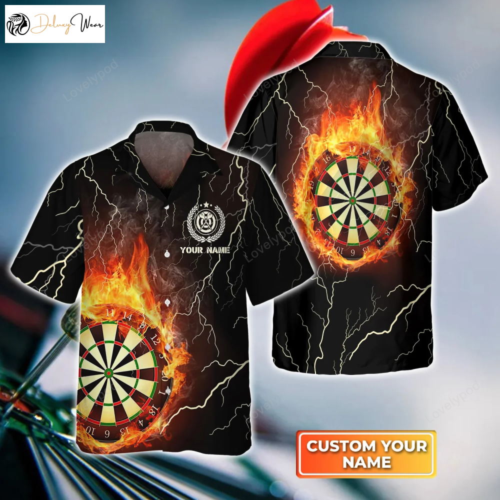 Darts Flame Thunder Lightning 3D Hawaiian Shirt Gift for Men Women Fans - Men Women s Team Shirt Gift for Men Women Fans