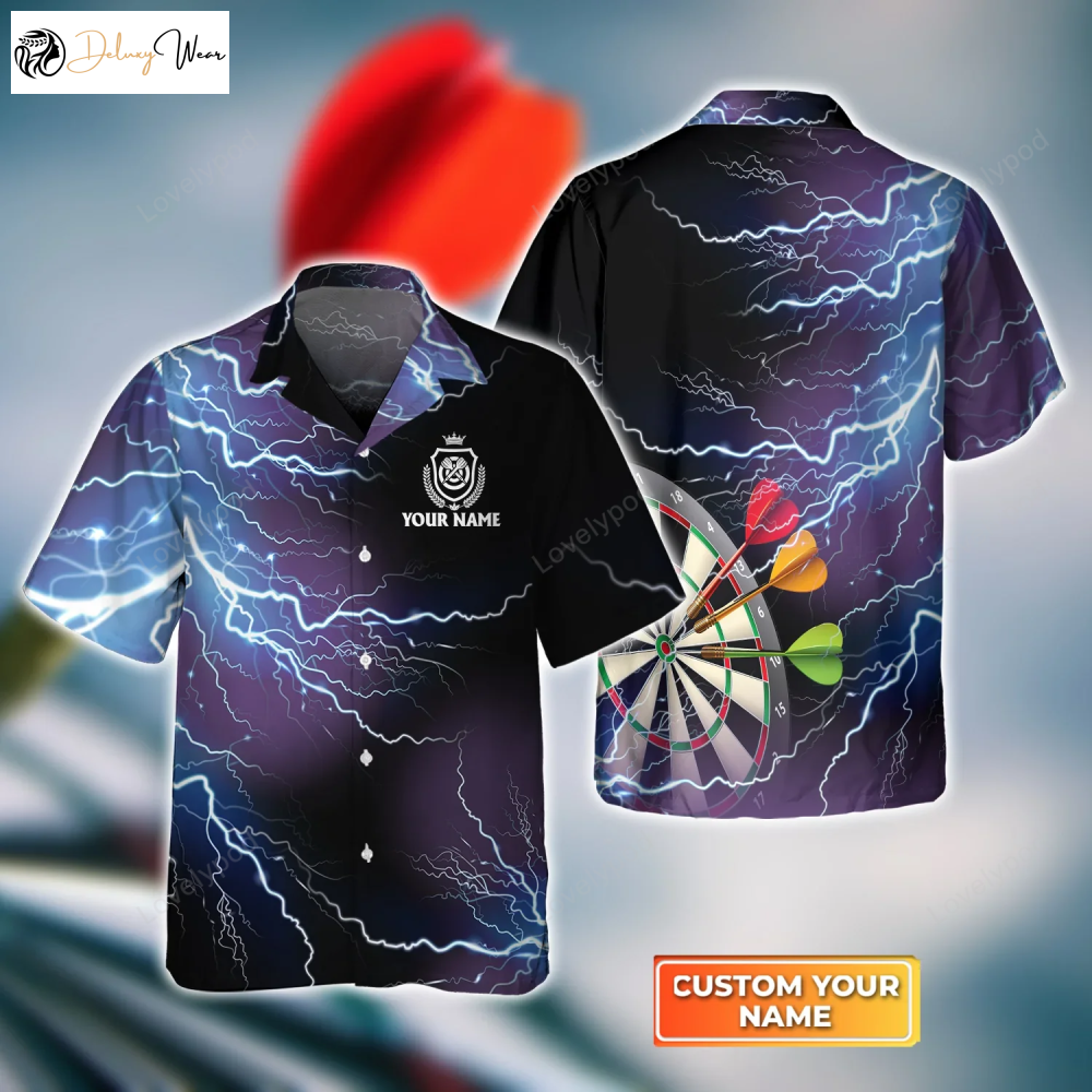 Darts Thunder Lightning 3D Hawaiian Shirt Gift for Men Women Fans - Stylish Unisex Darts Team & Casual Wear