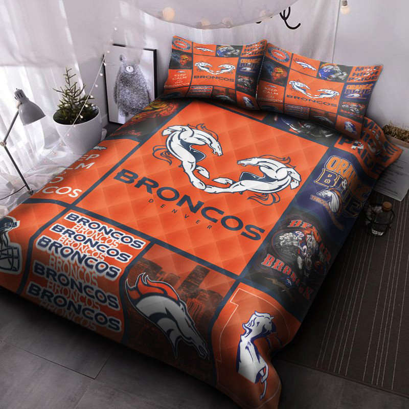 Denver Broncos Quilt Bedding Set Decor Gift For Men Women Decor Gift For Men Women G95