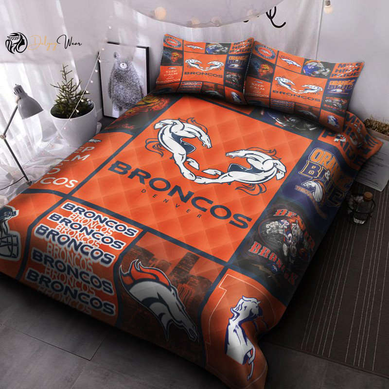 Denver Broncos Quilt Bedding Set Decor Gift For Men Women Decor Gift For Men Women G95