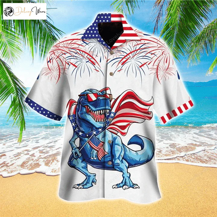 Dinosaurs 4th of July Apparel & Hawaiian Shirt Gift for Men Women Fans – Celebrate Independence Day in Style!