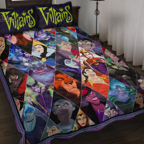Disney Villains Quilt Bedding Set Decor Gift For Men Women Decor Gift For Men Women CH