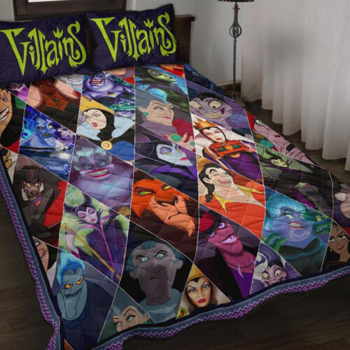 Disney Villains Quilt Bedding Set Decor Gift For Men Women Decor Gift For Men Women CH