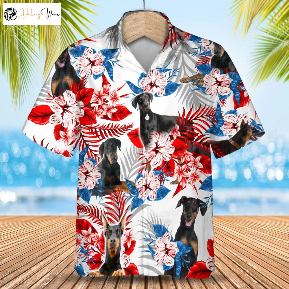 Summer Fun with Doberman Pinscher Hawaiian Shirt Gift for Men Women Fans – Unisex Aloha Shirt Gift for Men Women Fans for Men and Women