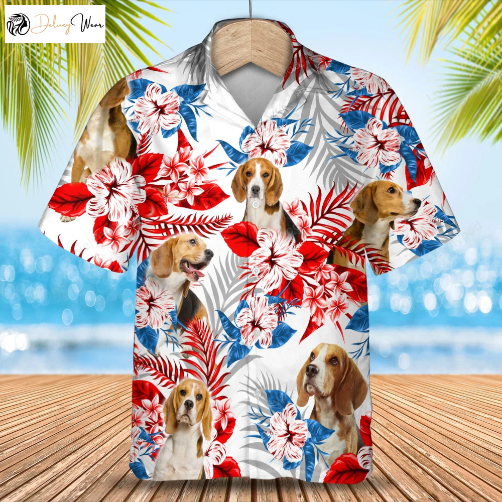 Beagle Flower Hawaiian Shirt: Summer Aloha Shirt for Men & Women