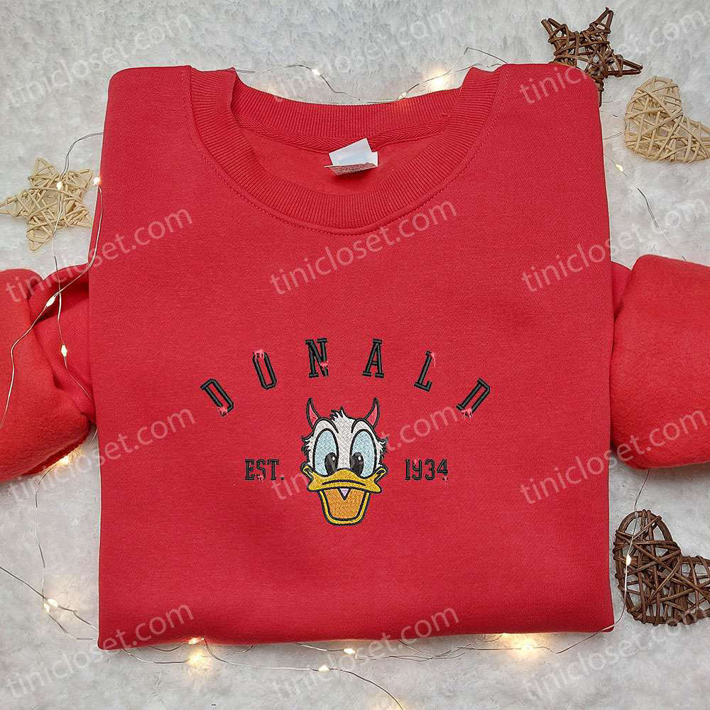 Vintage Donald Est 1934 Hoodie Disney Halloween Embroidered Sweatshirt & Cool Shirt Vintage Donald Est 1934 Hoodie Disney Halloween Embroidered Sweatshirt & Cool Shirt