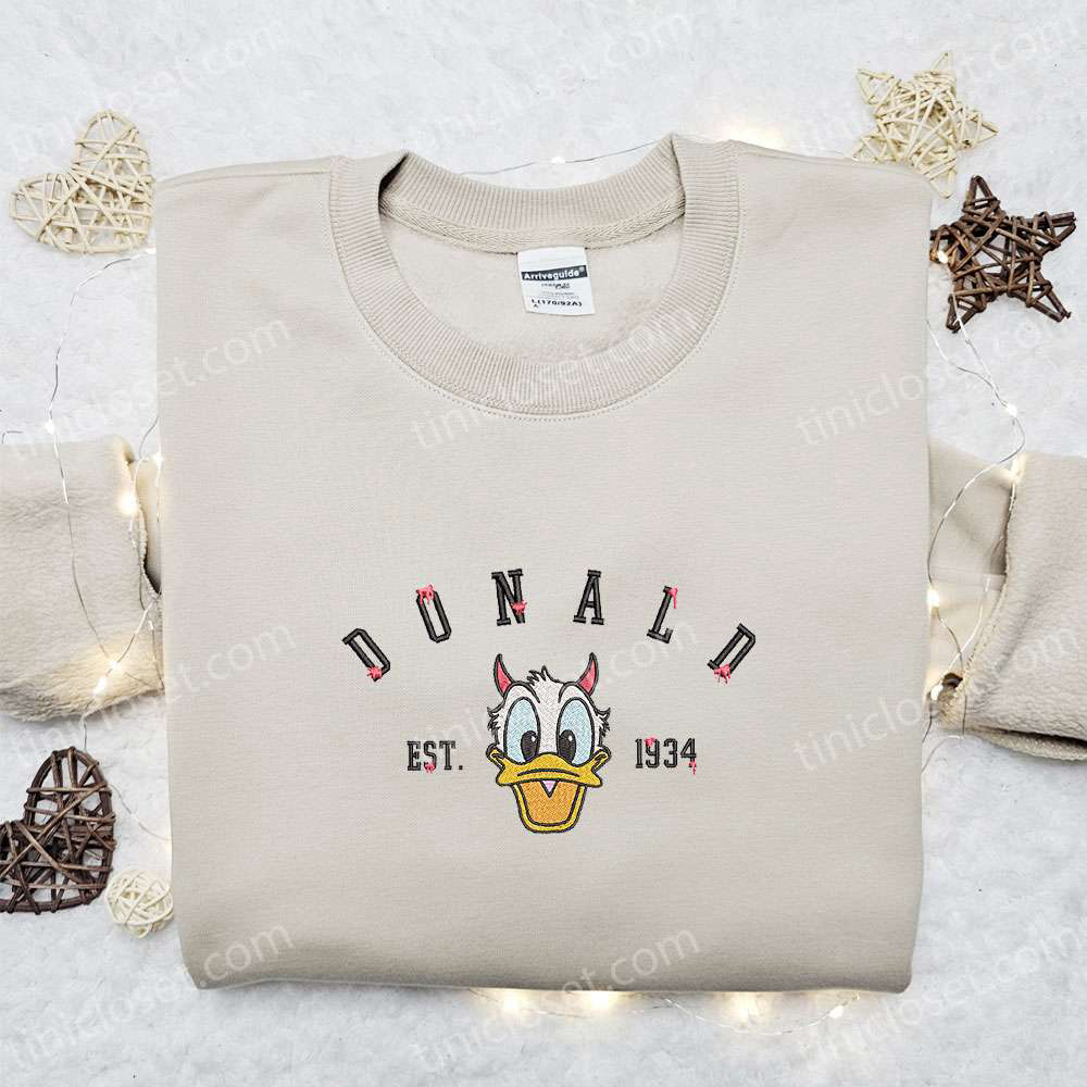 Vintage Donald Est 1934 Hoodie Disney Halloween Embroidered Sweatshirt & Cool Shirt Vintage Donald Est 1934 Hoodie Disney Halloween Embroidered Sweatshirt & Cool Shirt